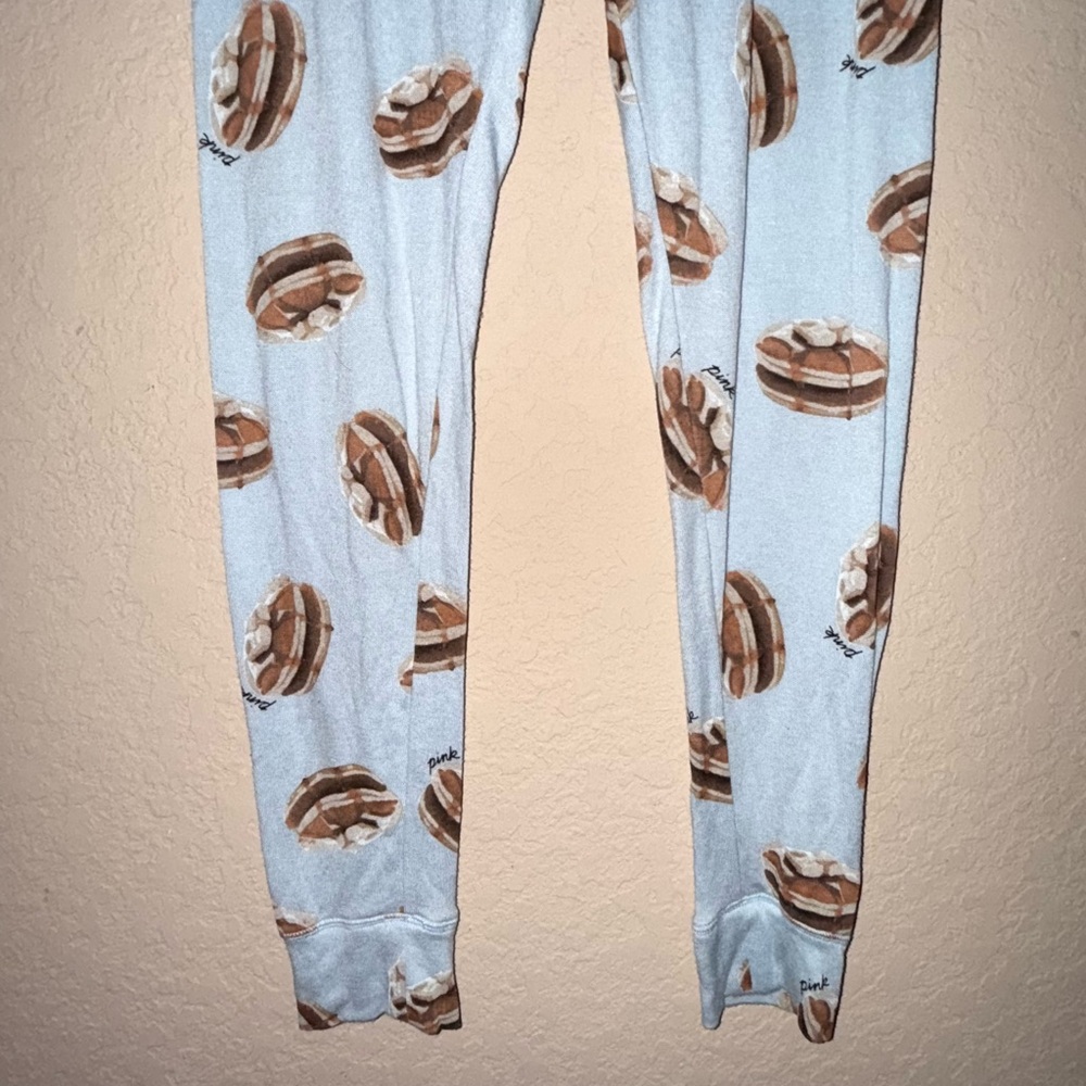 PINK VS Lounge Pants Pancake Print Blue Soft Sleep Pajama - Picture 3 of 8
